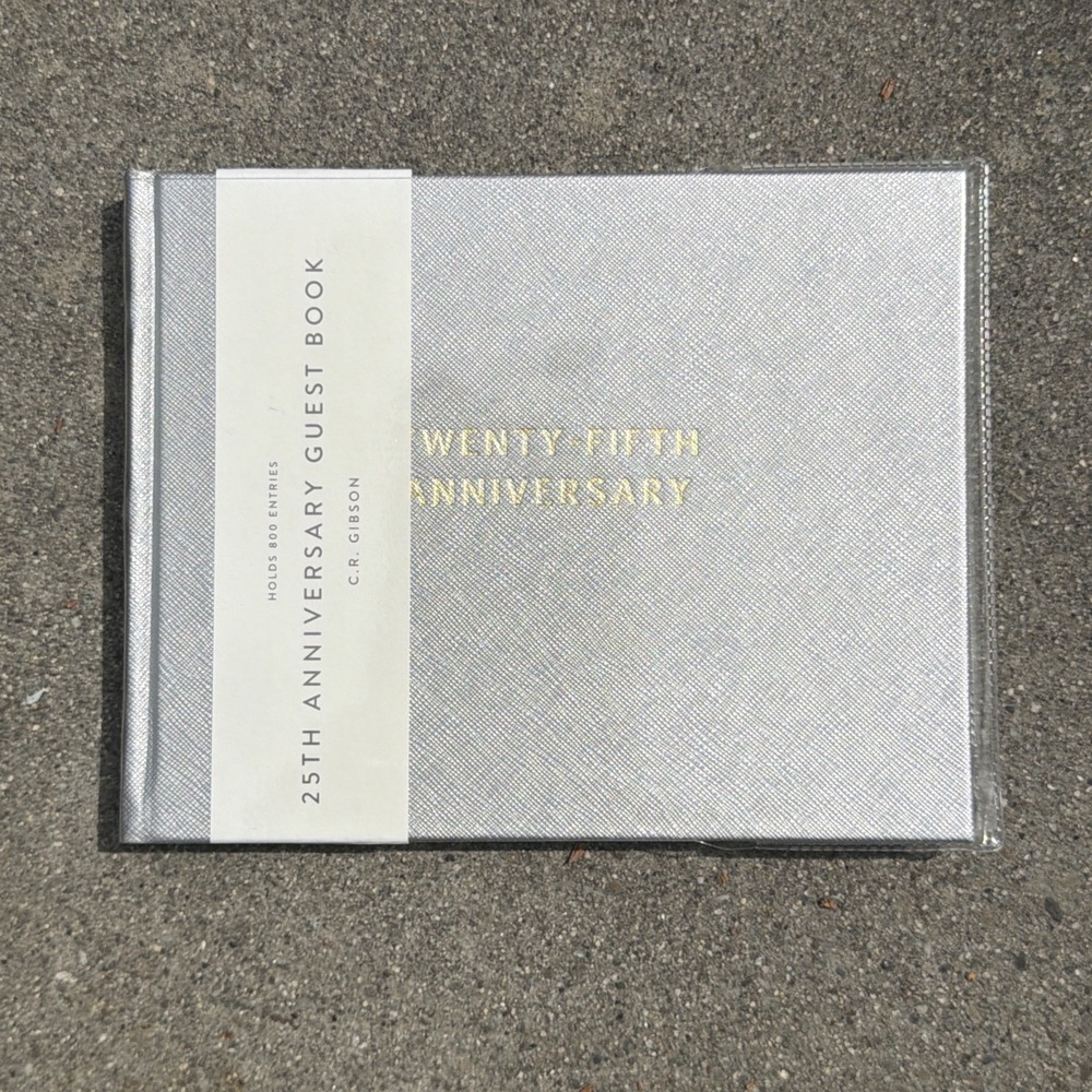 C.R. Gibson Silver 25th Anniversary Guest Book, 200 Pages, 8.6" W x 6.3" L